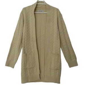 Grace Karin Women's Beige Cable Knit Cardigan Sweater with Pockets, Size M